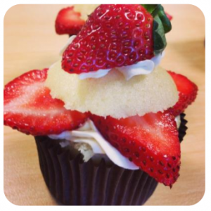 Vegan strawberries and cream vanilla cupcakes