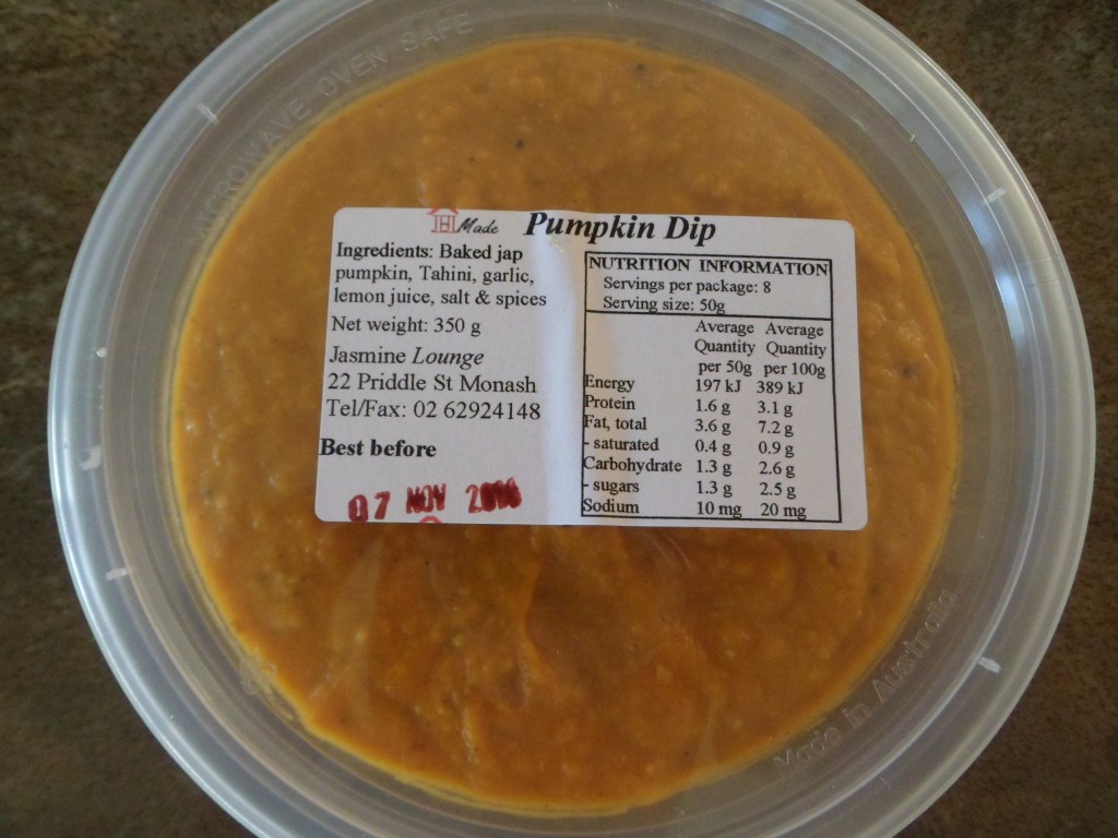 Locally made Luscious Dips:  Hummus and Pumpkin